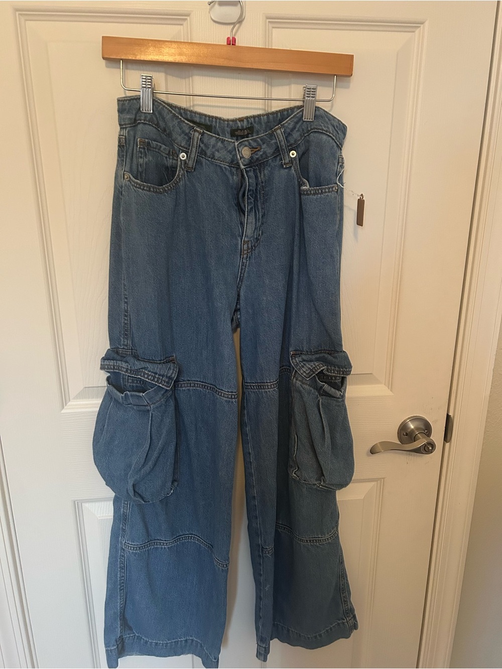 wild fable Blue Wide-Leg Cargo Denim Jeans size 6